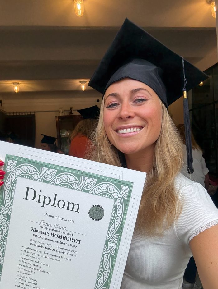 Filippas diplom i Klassisk Homeopati från Camrénska HälsoAkademin